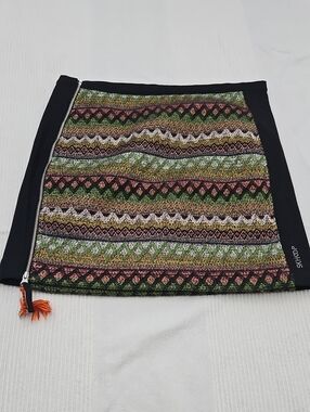 Patterned Mini Skirt with Black Side Panels